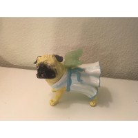 NIB Pug Dog Figurine Blue Dress Angel with Wings   173472505019